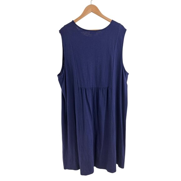 J. Jill Navy Blue Cotton Sleeveless Summer Shift Dress Size 3X 22 24 Plus Size - Picture 2 of 6